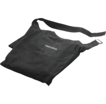 Schwarze Grillschürze Forge Adour aus Textil mit verstellbarem Riemen und Metallschnalle.