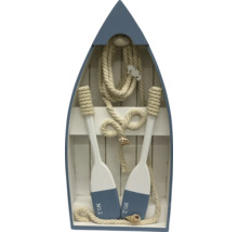 Bateau décoratif en bois avec rames et corde comme décoration murale