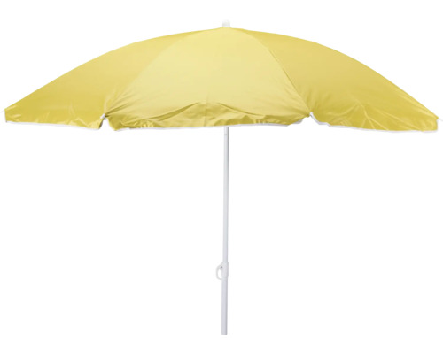 Gelber Sonnenschirm mit weissem Gestell