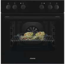 Four Juno noir avec des aliments à l'intérieur