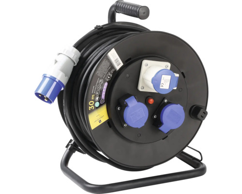 Enrouleur 2 x T23 3G1.5mm2 30 m Enrouleur de câble avec câble de 30 mètres et plusieurs prises