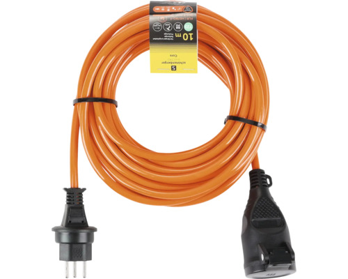 Verlängerungskabel mit Schutzkontaktstecker und -kupplung, Kabellänge zehn Meter