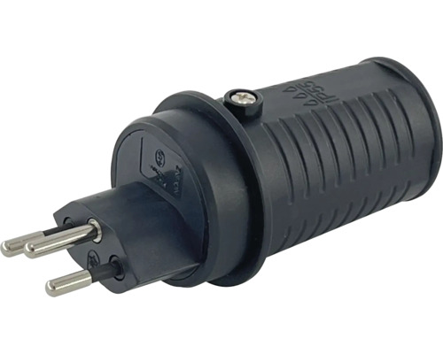 Stecker T13 schwarz Schuko-Stecker mit Schutzart IP55 für den Aussenbereich