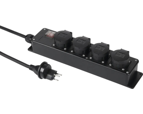 Mehrfachsteckdose mit vier Anschlüssen und Stecker