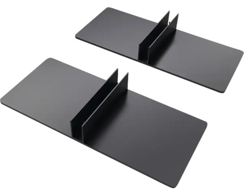 Zwei schwarze Trennhalter für Regale