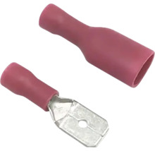 Zwei Flachsteckhülsen für elektrische Verbindungen