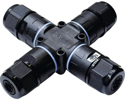 Connecteur de câble quadruple noir avec certification TUV