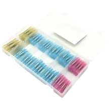 Sortiment verschiedener Quetschverbinder in einer transparenten Box