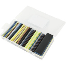 Sortiment verschiedener Schrumpfschläuche in einer transparenten Box