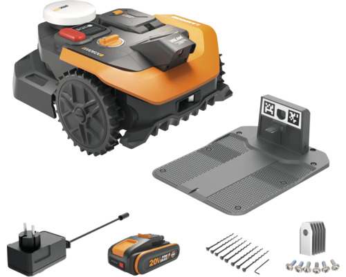 Worx Landroid Vision Mähroboter mit Ladestation, Batterie, Netzteil und Befestigungsmaterial