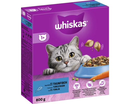 Whiskas Trockenfutter mit Thunfisch für Katzen ab einem Jahr in einer 800-Gramm-Packung