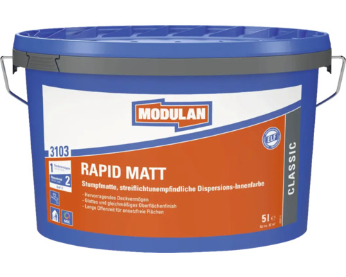 Modulan Rapid Matt Innenfarbe in einem blauen Eimer