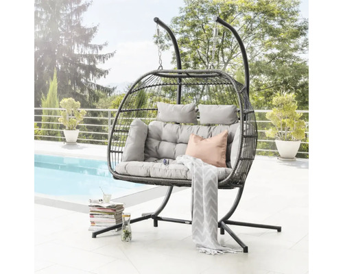 Fauteuil suspendu avec structure en acier et coussin pour l'extérieur