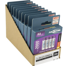 Zehn Ansmann AA Lithium-Ionen Akkus Mignon mit 1,5 Volt und 1800 mAh in Verkaufsverpackung