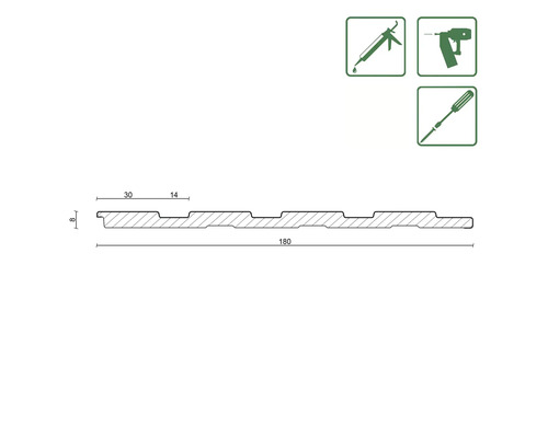 Dessin technique d'un panneau avec dimensions et symboles d'outils