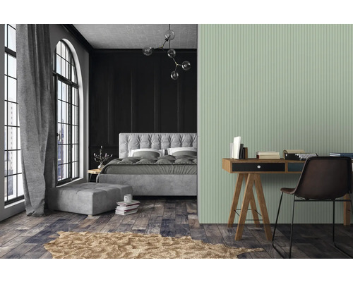 Chambre avec lit, fenêtre et bureau