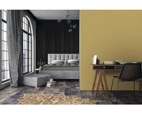 Chambre à coucher avec lit, bureau et objets de décoration