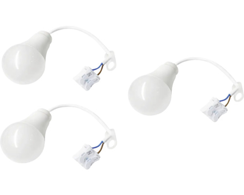Trois lampes LED blanches avec borniers