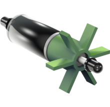 Rotor avec turbine pour pompe de bassin, noyau magnétique et roue à aubes en plastique avec six pales.