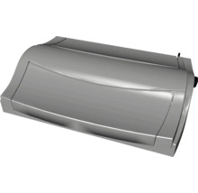 Boîtier métallique pour motorisation de porte de garage avec design incurvé.