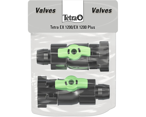 Robinets d'arrêt Tetra en plastique avec poignées vertes pour les filtres extérieurs EX 1200 et EX 1200 Plus, lot de 2.