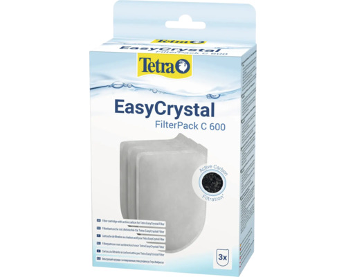 Tetra EasyCrystal FilterPack C 600, trois cartouches filtrantes au charbon actif pour Tetra EasyCrystal Filter.