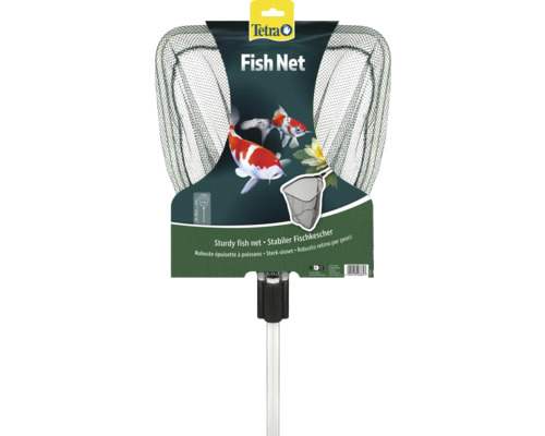 Tetra Fischkescher für Teiche, stabiles Netz mit Teleskopstiel, Gesamtlänge 134 bis 202 Zentimeter.