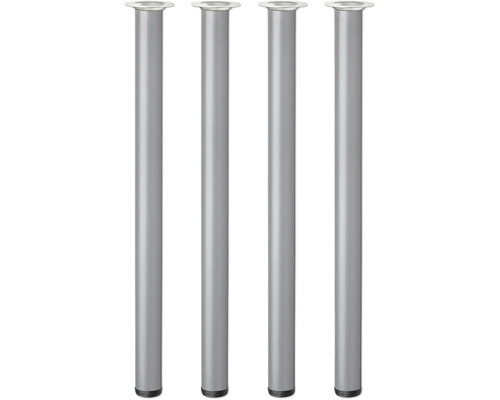 Vier silberfarbene Tischbeine