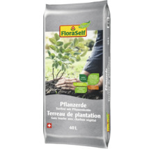 Sac de terreau de plantation, sans tourbe avec charbon végétal, 40 litres