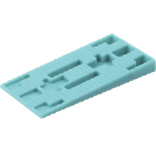 Cale de vitrage rectangulaire en plastique avec encoches pour le montage précis de fenêtres et la mise à niveau.