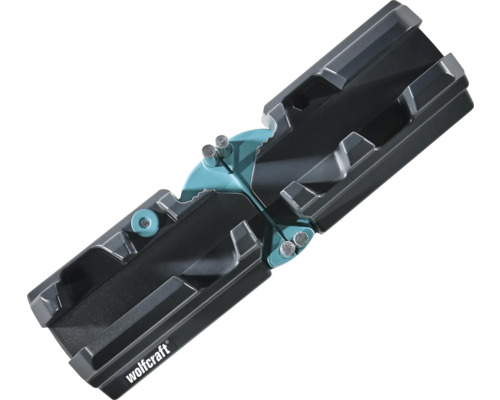 Boîte à onglets et fausse équerre réglable Wolfcraft en plastique pour la découpe précise de plinthes.
