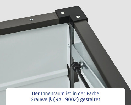 Detailansicht einer Rahmenkonstruktion mit Schrauben und Metallelementen