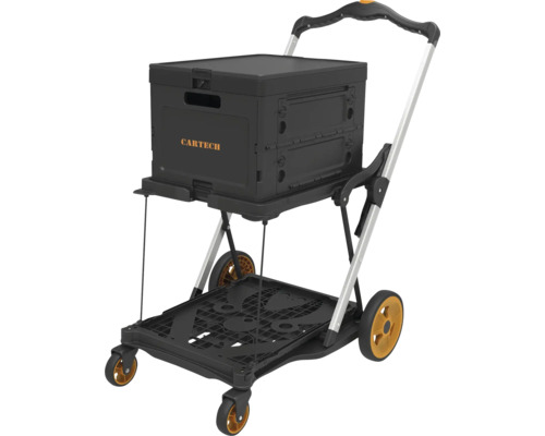 Klappbarer Einkaufstrolley mit Kiste für den Transport