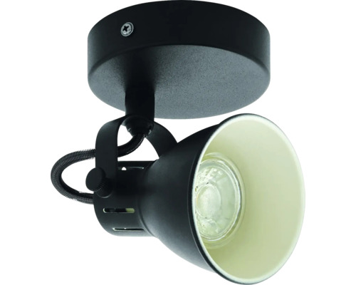 Schwarzer Deckenspot mit verstellbarem Lichtkopf