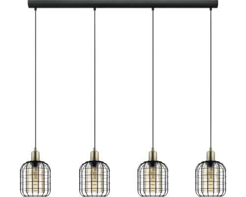 Pendelleuchte mit vier Lampen und Käfigdesign