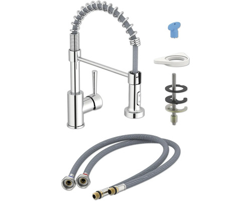 Robinet de cuisine avec tuyau de douche et accessoires de montage