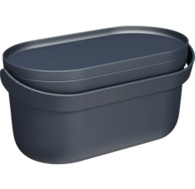 Boîte de rangement ovale en plastique avec couvercle, couleur anthracite.