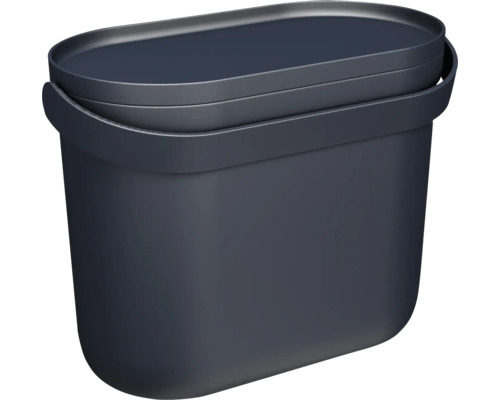 Récipient ovale en plastique avec poignée de transport en anthracite.