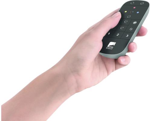 Une main tenant une télécommande EGLO