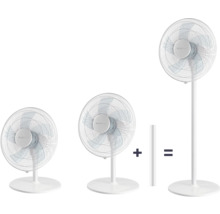 Illustration, die die Montage eines Standventilators zeigt