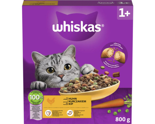 Whiskas Trockenfutter für Katzen ab einem Jahr mit Huhn in einer 800 Gramm Packung