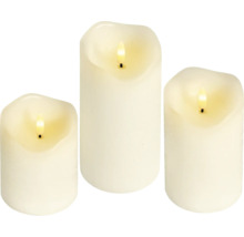 Drei Wachskerzen mit LED-Flamme