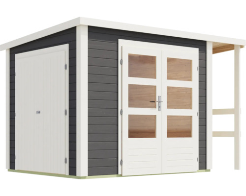 Abri de jardin en bois avec double porte et annexe