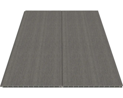 Deux lames de terrasse grises en bois composite