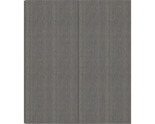 Deux portes de placard grises avec grain de bois