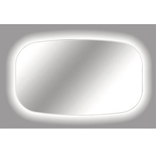Rechteckiger Spiegel mit abgerundeten Ecken und LED Beleuchtung