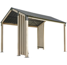 Auvent autoportant avec construction de toit à deux versants.