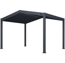 Pergola grise autoportante avec toit à lamelles.