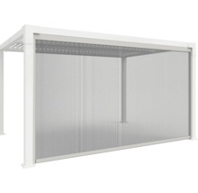 Pergola blanche avec écran de confidentialité