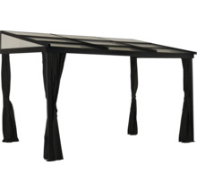 Pavillon avec toit et rideaux pour le jardin